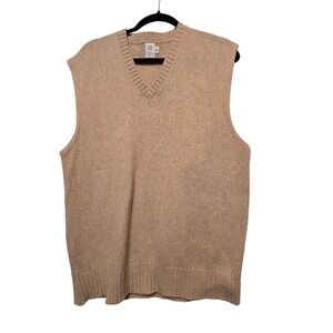 Vtg 70's 80's Sweater Vest Mens XL Beige Wool Academia Preppy Goblincore USA